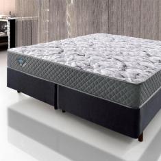 Imagem de Cama Box King Size 193X203 Alpha Cinza Com Colchão Mola Ensacada - Cam