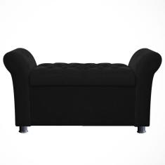 Imagem de Recamier Baú Sapateira Louis 140x Suede Preto - Majú Deor