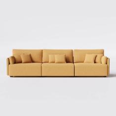 Imagem de Sofá Living Barcelona 3,25M Em Bouclé Sheep Gold Mostarda- Home Mobily