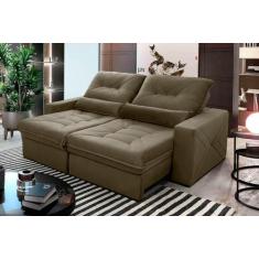 Imagem de Sofá Retrátil Reclinável Sevilha 3,00M Suede Velut Bege Molas Ensacada