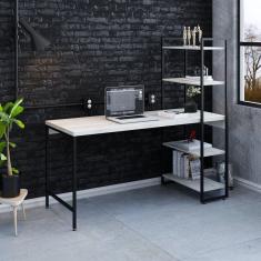 Imagem de Escrivaninha com Estante 4 Prateleiras Estilo Industrial 150cm Active Yescasa Snow