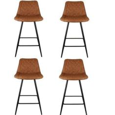 Imagem de Kit com 4 Banquetas Baixa Assento Estofado Marrom