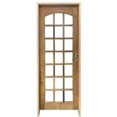 Imagem de Kit Porta de Madeira Maciça Quadriculada Rodam Itaúba - 2.10 (A) X 0.8