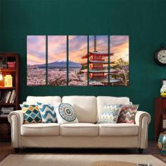 Imagem de Quadros Decorativos Japão Oriental 65x140cm em Tecido 5 peças