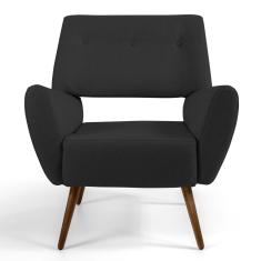 Imagem de Poltrona Decorativa Sala de Estar Melli Pés Palito Madeira C-465 Linho Chumbo - Domi