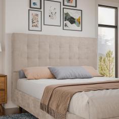 Imagem de Cabeceira para Cama Box Queen Dobuê Sevilha com Revestimento em Veludo