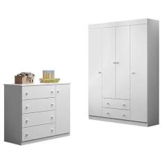 Imagem de Jogo de Quarto Infantil Helena com Guarda Roupa e Cômoda Branco - Phoenix Baby