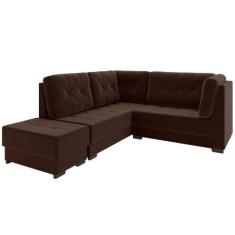 Imagem de Sofá De Canto Cori 1080 Flex 5 Lugares Com Puff Em Tecido Veludo Cacau