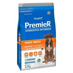 Imagem de Ração Premier Pet Ambientes Internos Frango e Salmão para Cães Adultos Médio Porte - 2,5 Kg