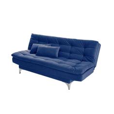 Imagem de Sofá-Cama 3 Lugares Casal Pratic Suede Liso Azul Marinho