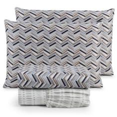 Imagem de Jogo De Lençol Casal 4 Peças Percal 300 Fios Estampado Lisboa - Linda