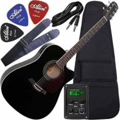 Imagem de Kit Violão Folk Aço Eletroacústico Gf1r Giannini Cor Preto