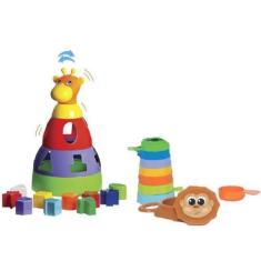 Imagem de Kit De Brinquedos Educativos Girafa + Empilha Baby Macaco - Mercotoys