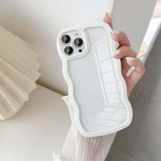 Imagem de UEEBAI Capa transparente com moldura ondulada para iPhone 12 Pro Max de 6,7 polegadas, capa de telefone ondulada fofa para meninas, slim fit, à prova de choque, capa macia e bonita para mulheres -