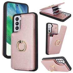 Imagem de Jaorty Capa de telefone para Samsung Galaxy S21 FE com suporte para cartão para mulheres e meninas (6,4 polegadas), S21 FE capa carteira [não serve para S21] Anel de rotação de 360° com suporte de