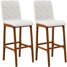 Imagem de Kit 02 Banquetas Altas Para Cozinha Sala de Jantar Fixa Zoe B04 Bouclê Cru - Lyam Decor