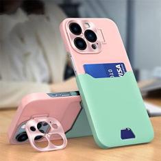 Imagem de Para iPhone 14 Pro Max Suporte Invisível Slot para Cartão Capa de Telefone Para iPhone 13 11 12 Pro Max 14 Plus Lente de Metal Capa Protetora da Câmera, T10, Para iPhone 14Plus