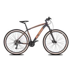 Imagem de Bicicleta Aro 29 Ksw Xlt 27v Freio Hidráulico K7 Garfo com Trava Pneu com Faixa Bege - Preto/Laranja