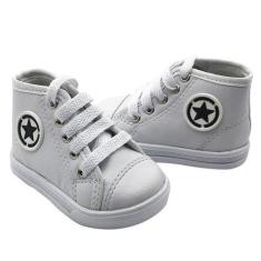 Imagem de Tênis Sapatinho Infantil Bebe Cano Alto Star Branco, 16