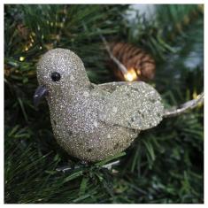 Imagem de Kit 4 Enfeite Decoração Árvore Natal Pomba Dourada Natalina 16cm