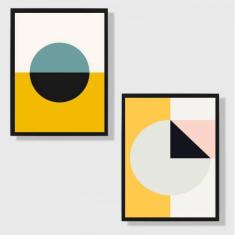 Imagem de Kit 2 Quadros Decorativos Abstratos Círculos 45x34cm