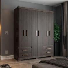 Imagem de Guarda-roupa Casal 6 Portas 4 Gavetas Primacy Capuccino Wood