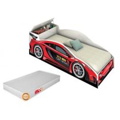 Imagem de Cama Carro Infantil Azul Com Baú E Colchão Menino Menina Caminha Resis