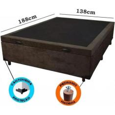 Imagem de Cama Box Com Baú Casal Suede Marrom - Real Comfort Estofados