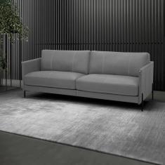 Imagem de Sofá Decorativo Karine 4 Lugares Sala de estar 270cm Pés em Aço Couro Grafite G88 - Gran Belo