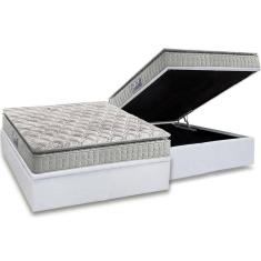 Imagem de Conjunto Box Baú Casal: Colchão Espuma Anjos D33 Orthosono Pillow Top + Base CRC Courano White(138x188)
