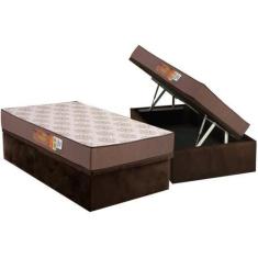 Imagem de Conjunto Box Baú Solteiro: Colchão Espuma Polar D28 Pérola Brown + Bas