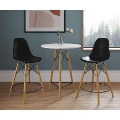 Imagem de Conjunto Bistrô Eames Eiffel Mesa Branca com 2 Banquetas Pretas de Mad