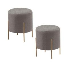 Imagem de Conjunto - 2 Puff Banqueta Odim Bronze Luxo Castellar Móbile, Linho Ci