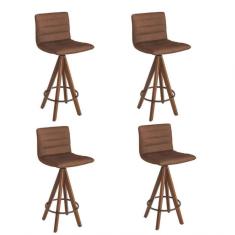 Imagem de 4 Banquetas Liz Giratórias Gourmet Marrom Camurça