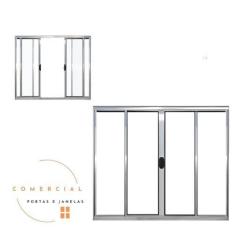Imagem de Janela 4 folhas vidros 100x120 linha modular alumínio 18 brilhante - C