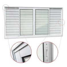 Imagem de Veneziana Elite 6 Folhas Moveis 100 X 150 Vidro Liso Branco