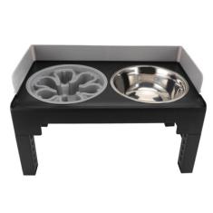 Imagem de Tigelas Elevadas para Cães, Altura Ajustável Tigela Elevada para Cães Protetor de Pescoço Alimentador Lento Elevado Comedouro para Cães Com Tigela para Cães Tigelas de Comida e