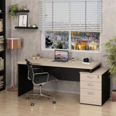 Imagem de Mesa de Escritório Pedestal 3 Gavetas 190x70cm Carvalho