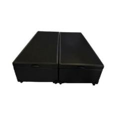 Imagem de Cama Box Baú Queen Bipartido Sintético Preto Com Pistão A Gás - Imperi