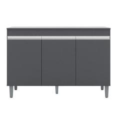 Imagem de Balcão Gabinete Para Pia 120cm 3 Portas Com Tampo Manu Cinza - Ajl Móv