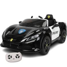 Imagem de Carrinho Elétrico De Polícia 12V Com Carregador E Controle Remoto Bang Toys Ferrari Sport
