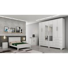 Imagem de Guarda Roupa Solteiro com Espelho 6 Portas 6 Gavetas - Berlim-Branco - Móveis Novo Horizonte