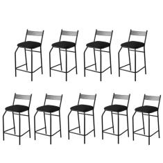 Imagem de Kit 9 Banquetas Gourmet Para Bancada Ou Cozinha Ibiza Preto