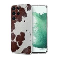 Imagem de Capa para Samsung Galaxy S21 Ultra com estampa de vaca, capa de iPhone com estampa de couro bovino ocidental para homens e mulheres vaqueira presentes legais moo fazenda animal país retrô design