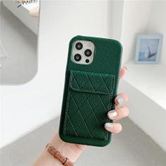 Imagem de Capa de telefone de couro pu para iphone 13 pro max 12 11 7 8 plus x xs xr se2 titular de cartão unissex carteira capa macia, preto verde, para iphone 13 pro