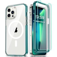 Imagem de COOLQO Capa magnética para iPhone 13 Pro Max [compatível com MagSafe] [6 em 1], 2X [protetor de tela + protetores de lente da câmera] [proteção de grau militar de 13 pés] Capa protetora de telefone à