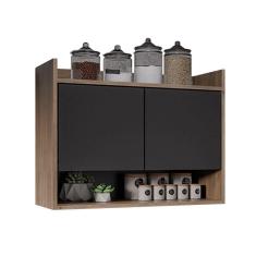 Imagem de Armário De Cozinha Aéreo 70,5 Cm 2p Com Nicho Colin Freijó-preto M12 - D`rossi