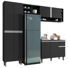 Imagem de Cozinha Completa Modulada Vanessa 5 Peças Preto Fosco ajl Móveis