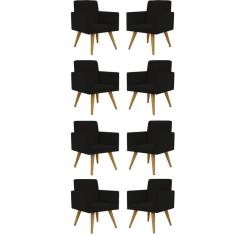 Imagem de Kit 08 Cadeiras Poltronas Decorativa - Escritório - Recepção Cor:preto