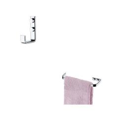 Imagem de Kit Para Banheiro Gancho Cromado + Toalheiro 22 cm Cromado - Vip capas